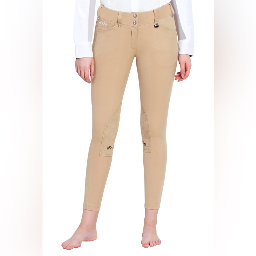 Equine Couture Ladies Blakely Knee Patch Breeches Tan Size 24
